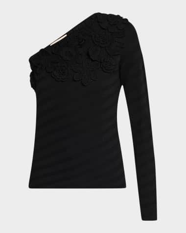 Figue Capucine Crochet Flower One-Shoulder Sweater