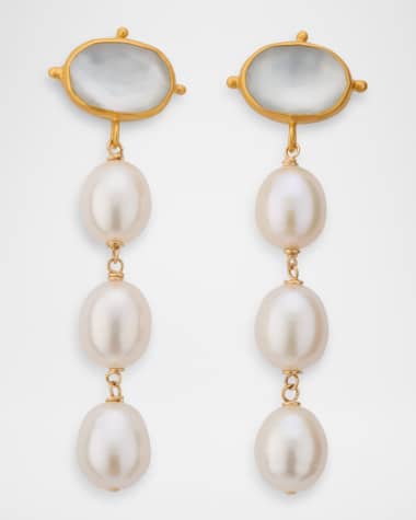 Dina Mackney Triple Pearl Drop Earrings