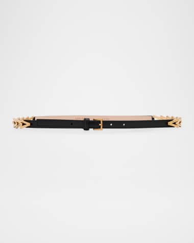 Versace Logo Engraved Calf Leather Belt