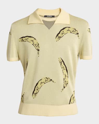 Jacquemus Men's Marino Banana Jacquard Polo Shirt