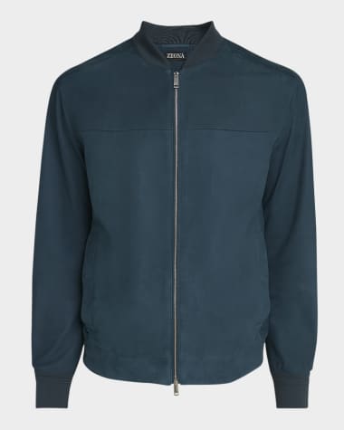 ZEGNA Men's Second Skin Leather Full-Zip Blouson