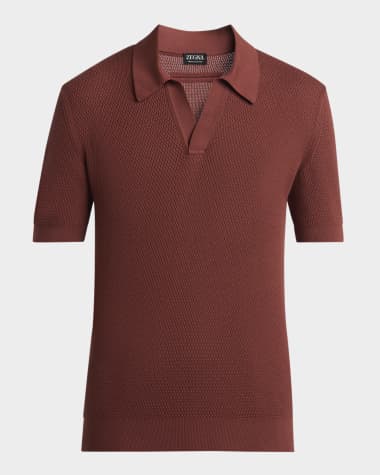 ZEGNA Men's Textured Johnny Polo Sweater