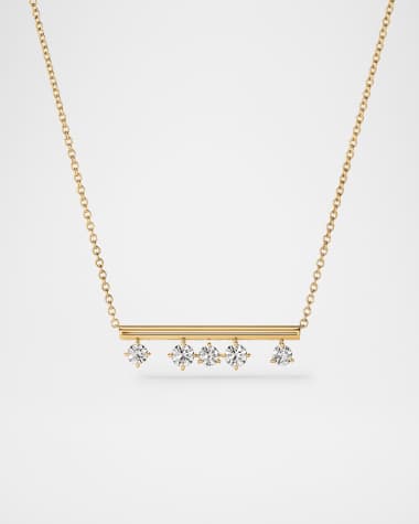 Hearts on Fire 18K Yellow Gold Barre Floating Diamond Pendant Necklace