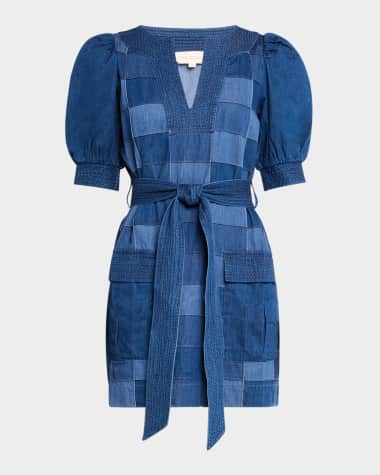 LOVE THE LABEL Shelby Patchwork Denim Mini Dress