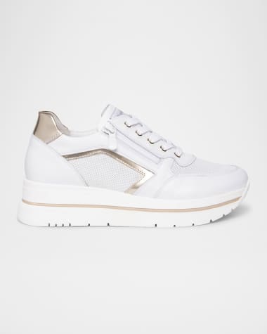 NeroGiardini Leather Platform Side-Zip Sneakers