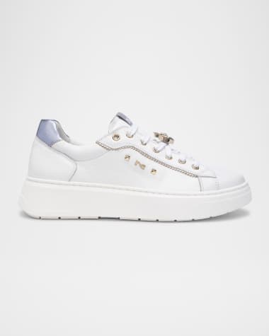 NeroGiardini Leather Retro Jeweled Low-Top Sneakers