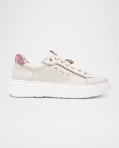 NeroGiardini Leather Retro Jeweled Low-Top Sneakers