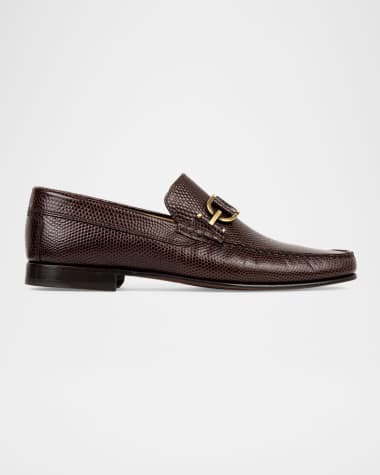 Donald Pliner Men's Dacio Lizard-Effect Leather Bit Loafers