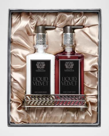 Antica Farmacista Liquid Velvet Silver Bath & Body Gift Box with Silver Tray, 2 x 10 oz.