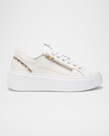 NeroGiardini Leather Platform Side-Zip Sneakers