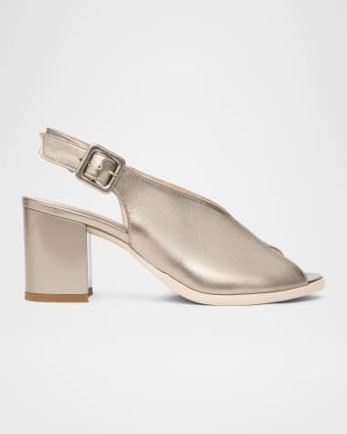 NeroGiardini Metallic Leather Slingback Sandals