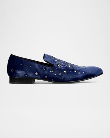 Donald Pliner Men's Spencer Velvet Rhinestone Loafers
