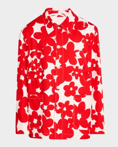 Marni Men's Floral-Print Gabardine Jacket