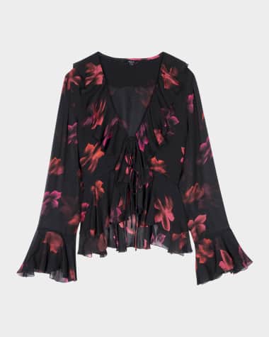 Rails Nicoletta Floral Chiffon Long-Sleeve Top