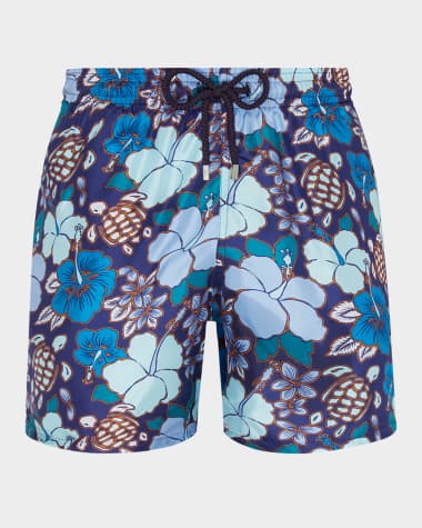Vilebrequin Men's Floral Turtle Swim Shorts