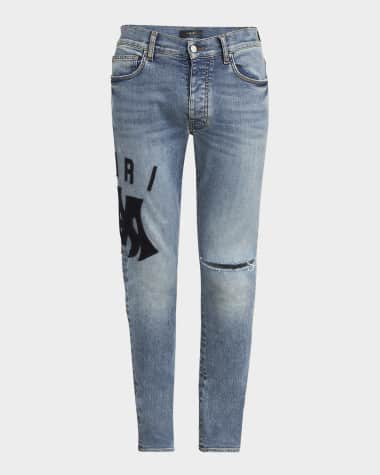 Amiri Men's Suede Applique Skinny Jeans