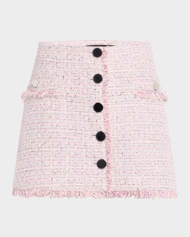 Toccin Ariel Button-Front Tweed Mini Skirt