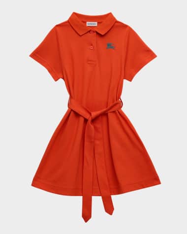 Burberry Girl's Astrid Belted EKD Polo Dress, Size 4-14