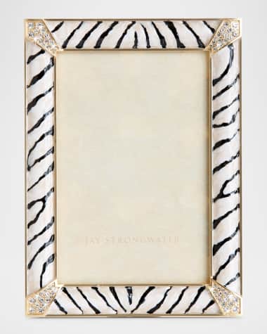 Jay Strongwater Lavinia Zebra Enamel Picture Frame, 4" x 6"
