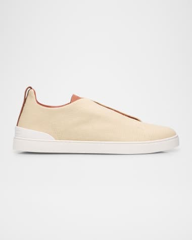 ZEGNA Men's Triple Stitch Linen Slip-On Sneakers