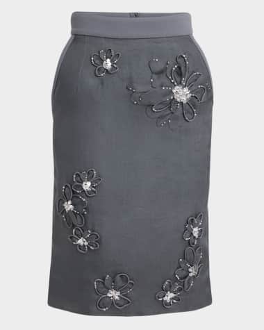 Dolce&Gabbana Flower Crystal Organza Midi Skirt