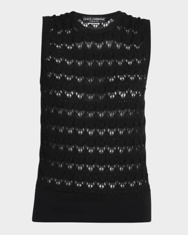 Dolce&Gabbana Chevron Open Lace Knit Tank Top