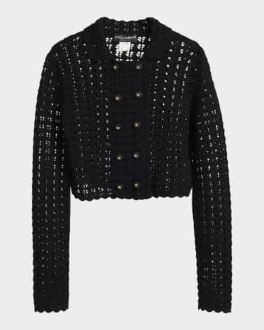 Dolce&Gabbana Double-Breasted Crochet Knit Crop Jacket