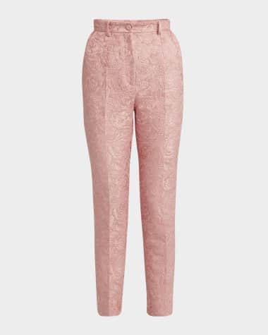 Dolce&Gabbana Floral Jacquard Slim-Leg Ankle Pnats
