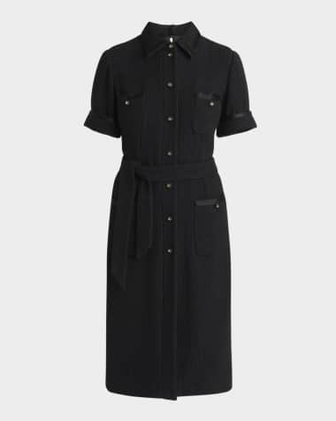 Dolce&Gabbana Rachel Tweed Belted Midi Shirtdress