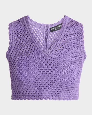 Dolce&Gabbana Crochet Knit Crop Tank Top