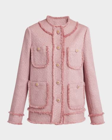 Dolce&Gabbana Rachel Tweed Single-Breasted Collarless Jacket