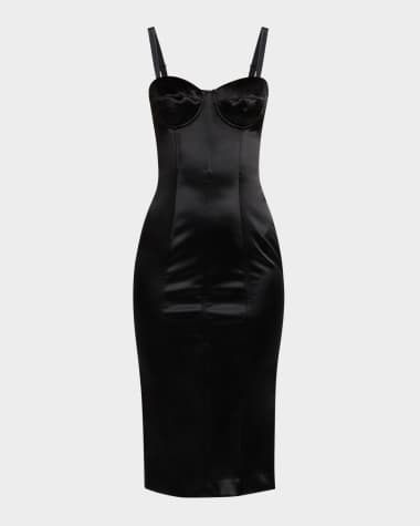 Dolce&Gabbana Corset Satin Stretch Longuette Midi Dress