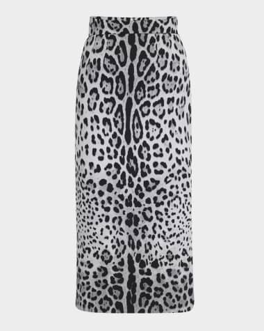Dolce&Gabbana Leopard-Print Silk Charmeuse Midi Skirt
