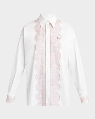 Dolce&Gabbana Lace-Trim Cotton Button-Down Shirt