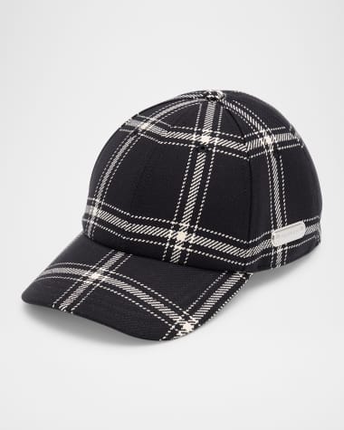 McQueen Men's Woven Wool Check Baseball Cap