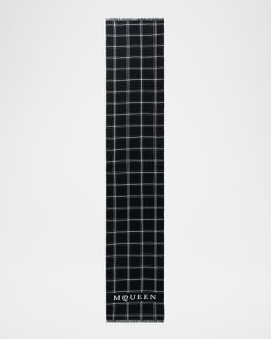 McQueen Men's Wool Logo Check Scarf