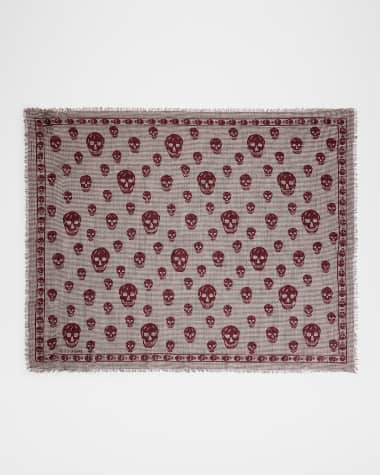 McQueen Men's Skull Houndstooth Scarf