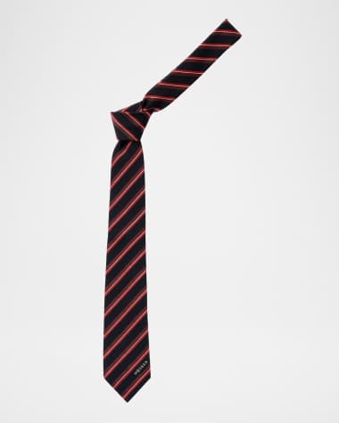 McQueen Men's College Stripe Wool and Silk Tie