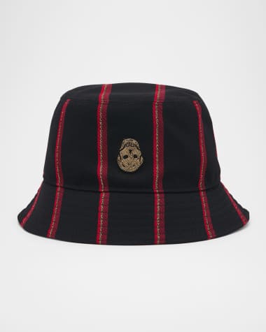 McQueen Men's Wool College Stripe Skull Bucket Hat