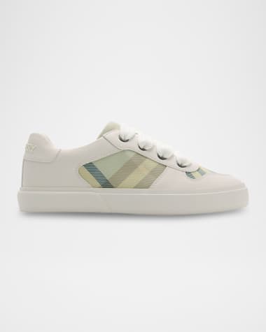 Burberry Kid's Noah Check Low-Top Leather Sneakers, Toddler/Kids