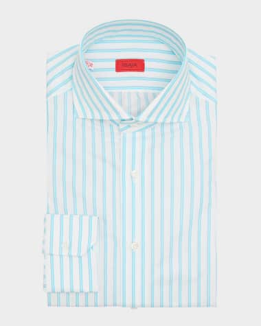 Isaia Men's Cotton Multi-Stripe Dress Shirt
