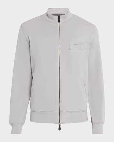 Isaia Men's Full-Zip Knit Track Jacket