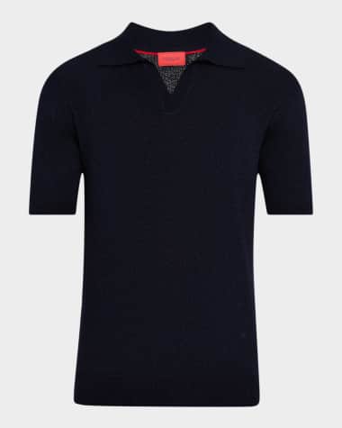 Isaia Men's Cashmere and Silk Johnny-Collar Polo Sweater