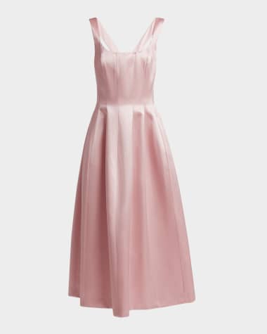 Philosophy di Lorenzo Serafini Square-Neck Sleeveless Satin Midi Dress