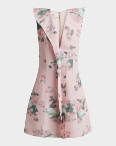 Philosophy di Lorenzo Serafini Blur Floral-Print Ruffle Sleeveless Mini Dress