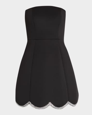 One33 Social Strapless Scalloped Sequin-Trim Mini Dress
