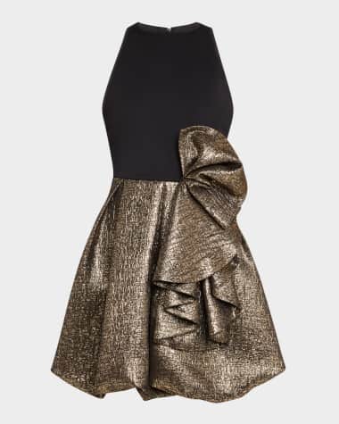One33 Social Metallic Jacquard & Crepe Bubble Mini Dress