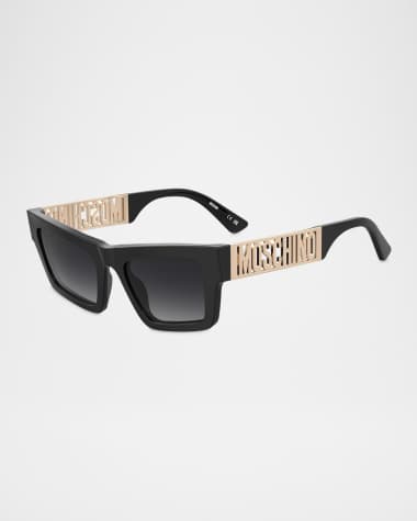 Moschino Logo Acetate Rectangle Sunglasses