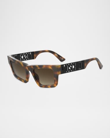 Moschino Logo Acetate Rectangle Sunglasses