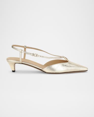 Fendi Metallic 4G Ankle-Strap Pumps